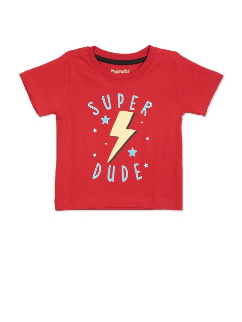 

Donuts Boys Red Printed T-shirt