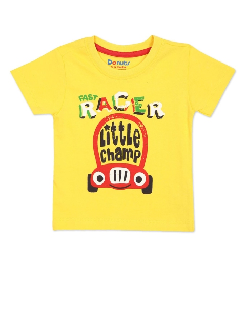 

Donuts Boys Yellow Typography Printed T-shirt