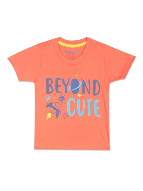 

Donuts Boys Peach-Coloured Printed T-shirt