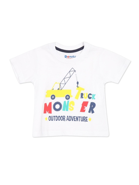 

Donuts Boys White Graphic Printed Cotton T-shirt