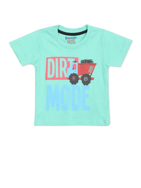 

Donuts Boys Green Printed T-shirt