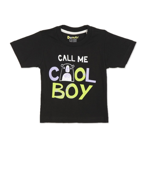 

Donuts Boys Black Typography Printed Cotton T-shirt