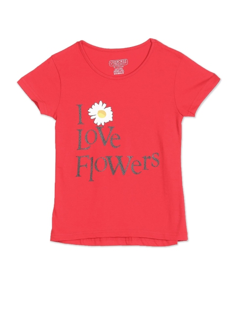 

Cherokee Girls Red & Grey Pure Cotton Printed T-shirt