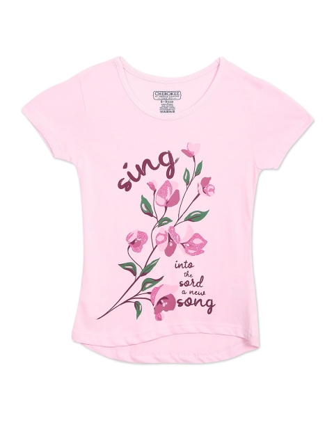 

Cherokee Girls Pink Floral Printed Regular Fit T-shirt