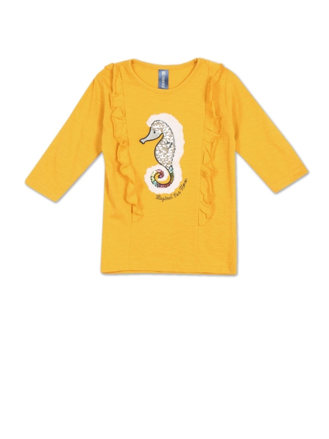 

Cherokee Girls Yellow Printed T-shirt
