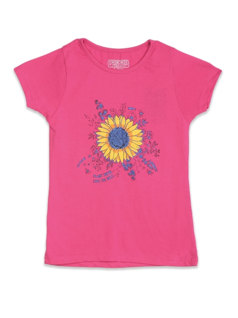 

Cherokee Girls Pink Floral Printed T-shirt