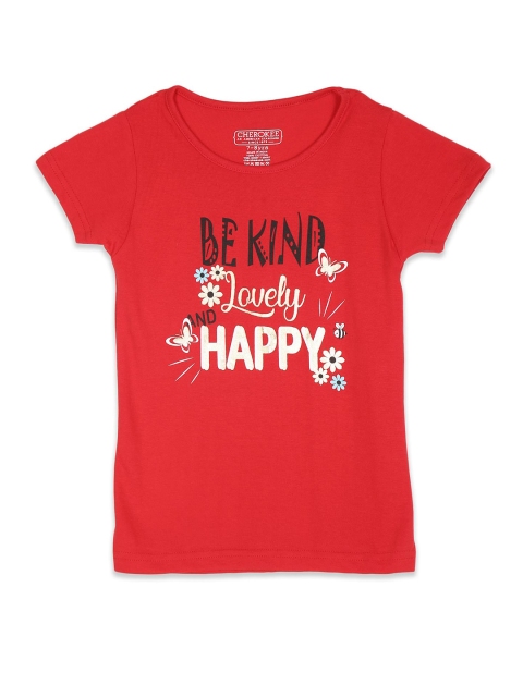 

Cherokee Girls Red Typography Printed T-shirt