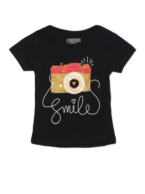 

Cherokee Girls Black Printed T-shirt