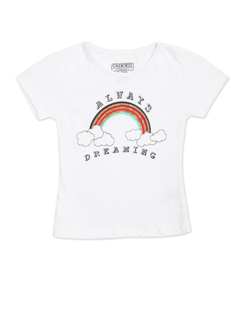 

Cherokee Girls White Printed Regular Fit T-shirt