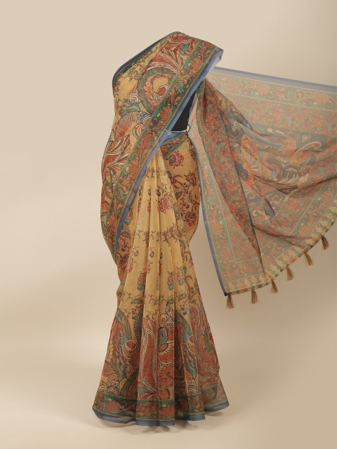 

Pothys Yellow & Green Ethnic Motifs Saree