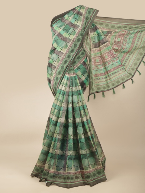 

Pothys Green & Purple Printed Saree