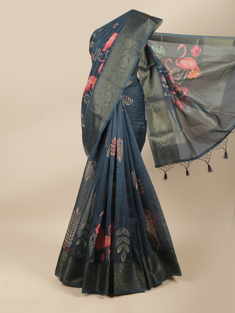 

Pothys Blue & Pink Floral Pure Cotton Saree