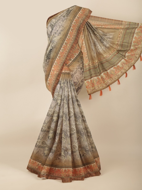 

Pothys Green & Orange Ethnic Motifs Saree