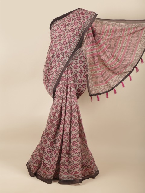

Pothys Grey & Pink Printed Saree