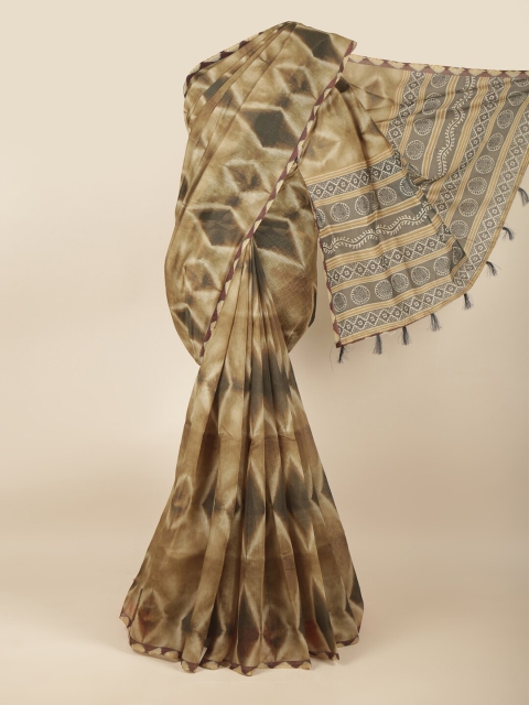 

Pothys Beige & Olive Green Saree