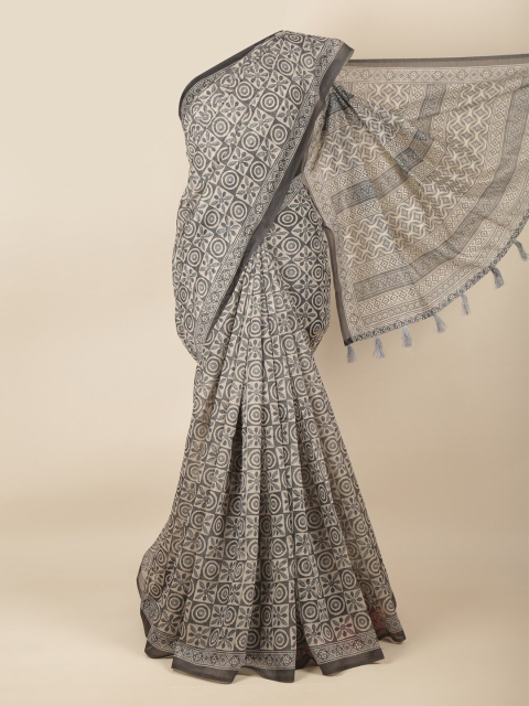 

Pothys Grey & Off White Ethnic Motifs Saree