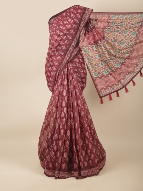 

Pothys Pink & Blue Floral Saree
