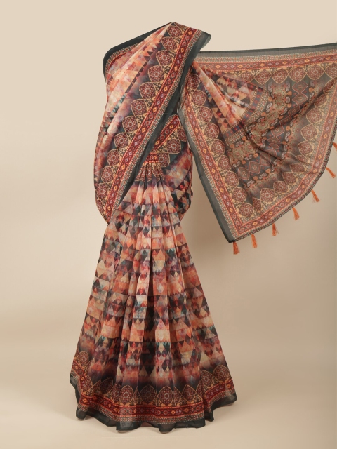 

Pothys Orange & Cream-Coloured Printed Saree