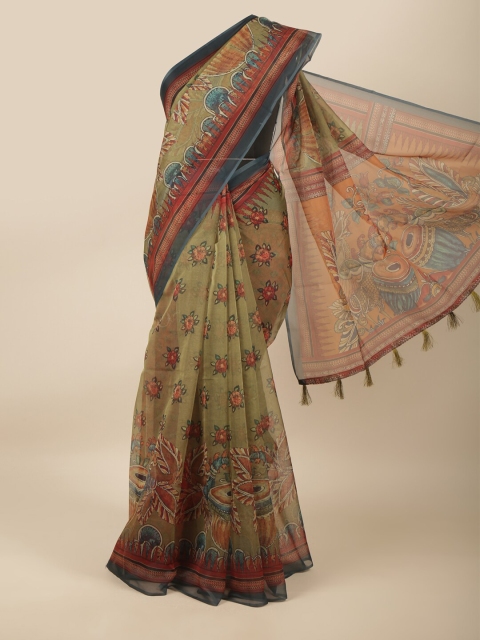 

Pothys Green & Blue Floral Saree