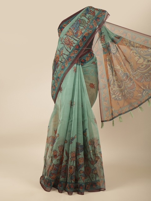 

Pothys Green & Brown Ethnic Motifs Saree