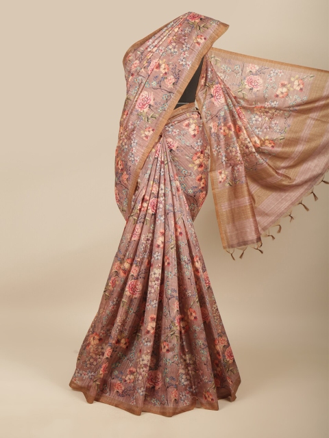 

Pothys Pink & Blue Floral Jute Cotton Saree