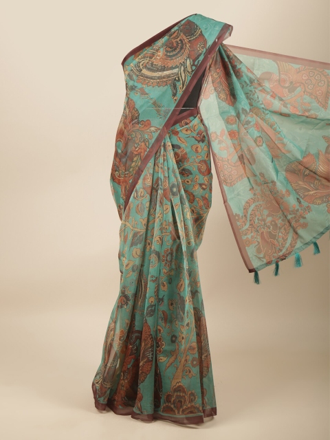 

Pothys Green & Brown Floral Saree
