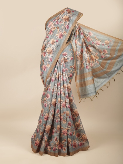 

Pothys Blue & Pink Floral Jute Cotton Saree