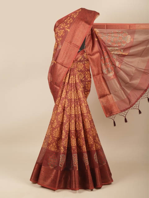 

Pothys Maroon & Yellow Ethnic Motifs Pure Cotton Saree