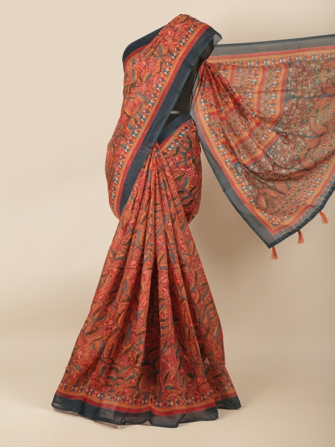 

Pothys Red & Blue Floral Saree