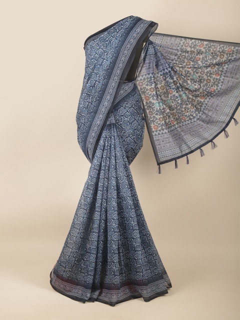 

Pothys Blue & White Ethnic Motifs Saree