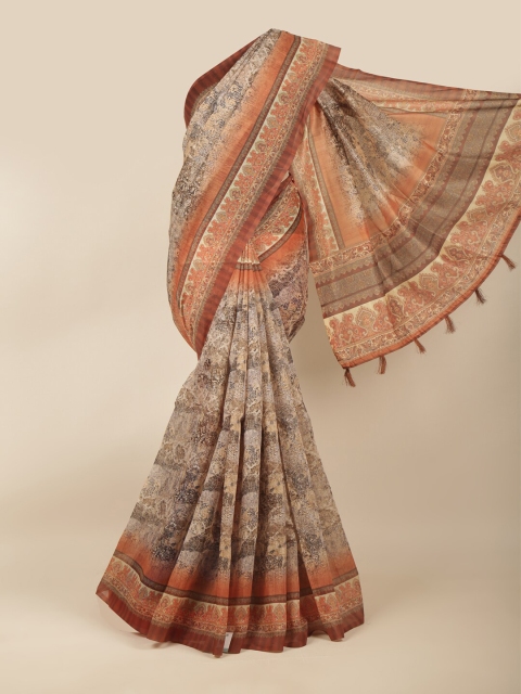 

Pothys Grey & Orange Ethnic Motifs Saree