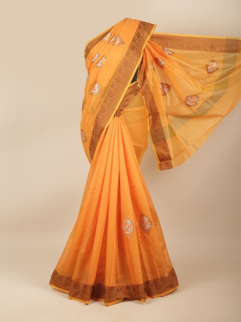 

Pothys Orange & White Floral Saree