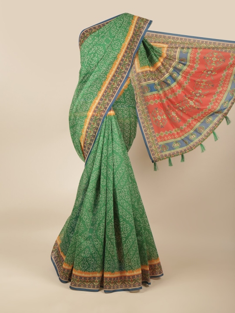 

Pothys Green Bandhani Saree