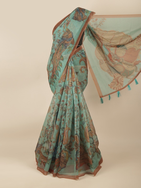 

Pothys Green & Brown Ethnic Motifs Saree