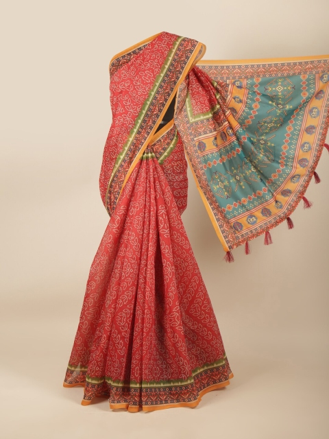 

Pothys Red & Blue Floral Saree