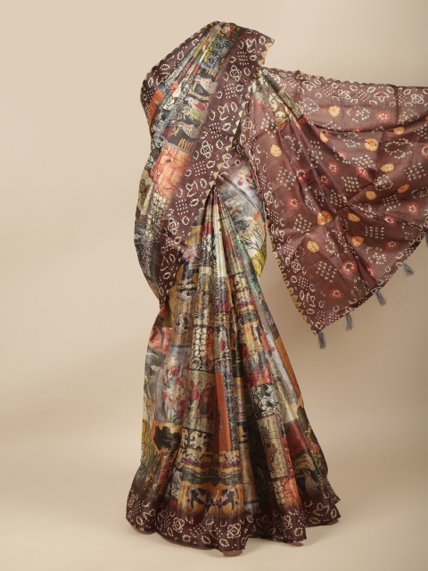 

Pothys Maroon & Yellow Ethnic Motifs Jute Silk Saree