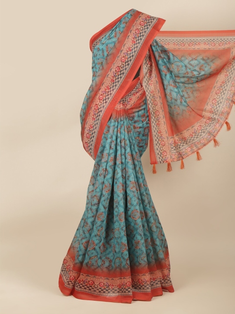 

Pothys Blue & Red Floral Saree
