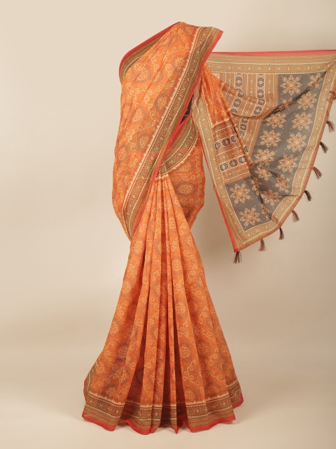 

Pothys Orange Bandhani Saree