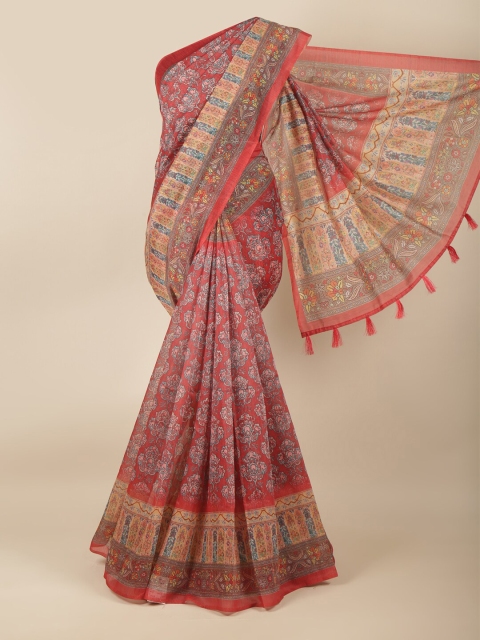 

Pothys Pink & Blue Floral Saree