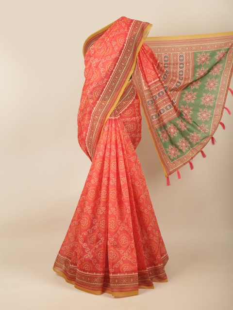 

Pothys Coral Orange & Green Ethnic Motifs Saree