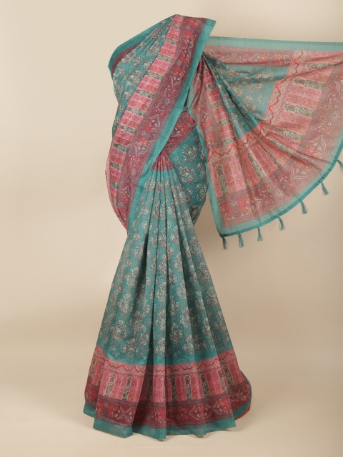 

Pothys Green & Pink Ethnic Motifs Saree