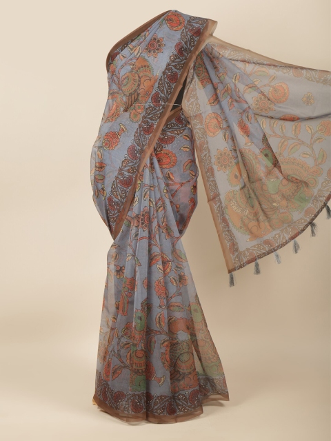 

Pothys Grey & Brown Kalamkari Saree