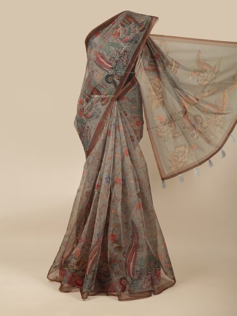 

Pothys Grey & Red Floral Saree