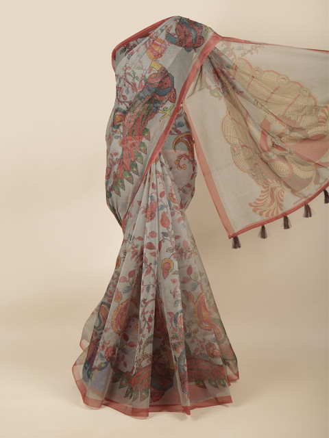 

Pothys Grey & Red Ethnic Motifs Saree