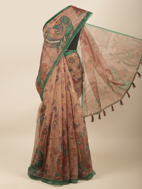 

Pothys Brown & Green Ethnic Motifs Saree