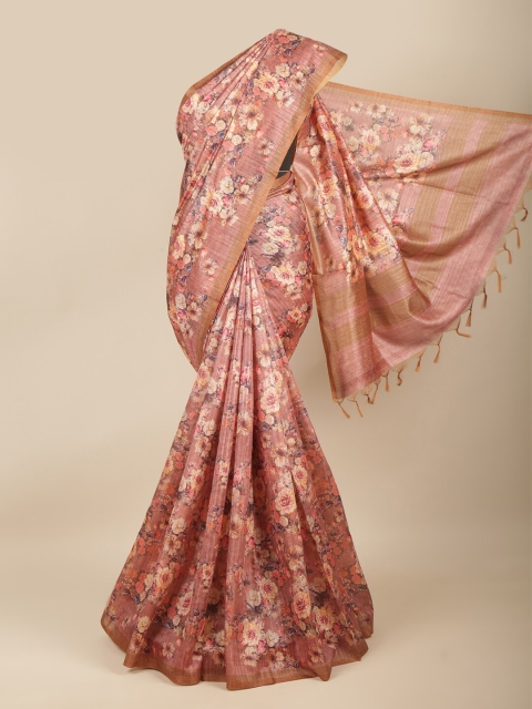 

Pothys Pink Floral Jute Cotton Saree