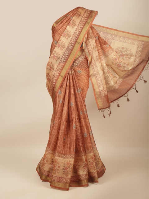 

Pothys Orange & Beige Floral Saree