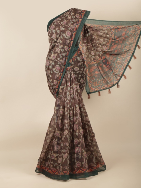 

Pothys Brown & Green Floral Saree