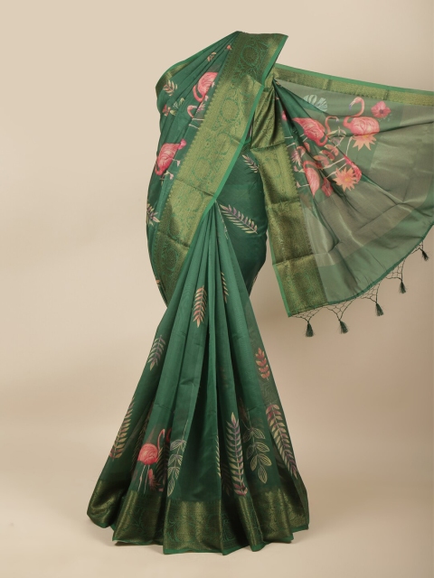 

Pothys Green & Pink Floral Zari Pure Cotton Saree