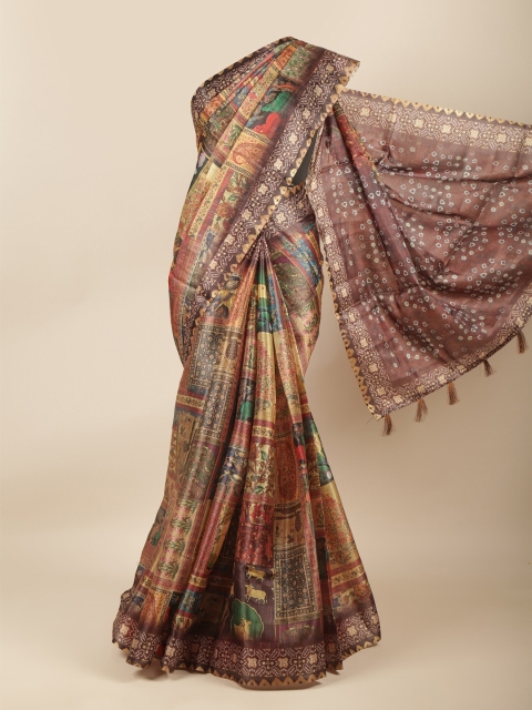 

Pothys Maroon & Yellow Ethnic Motifs Jute Silk Saree